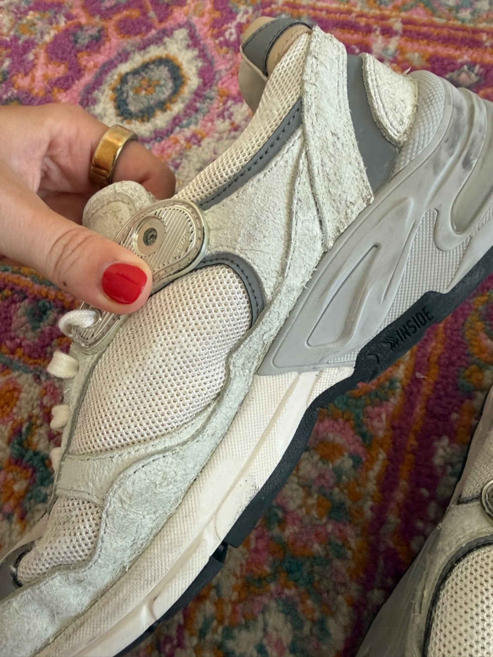 Golden Goose White and Gray Dad-Style Star Sneakers - Picture 9 of 10